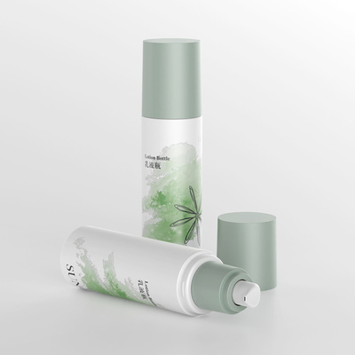 Bouteille de lotion de sérum cosmétique vert à paroi unique 120 ml avec distributeur