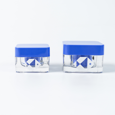 Boîtier de crème pour le visage à double paroi vide 30g 50g acrylique carré avec impression professionnelle