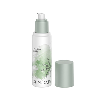 Bouteille de lotion de sérum cosmétique vert à paroi unique 120 ml avec distributeur