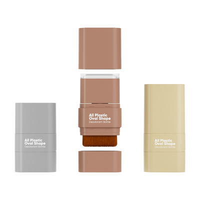 Fabrique directe peut personnaliser la couleur fondation Stick tout plastique de forme ovale bouteille de déodorant avec un pinceau