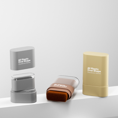 Fabrique directe peut personnaliser la couleur fondation Stick tout plastique de forme ovale bouteille de déodorant avec un pinceau