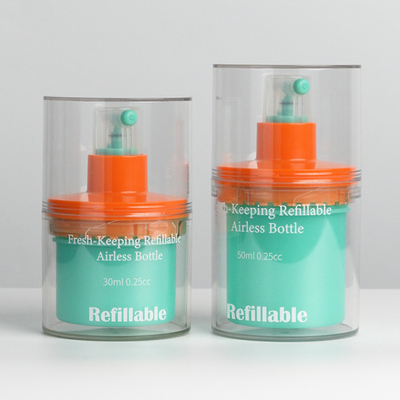 Bouteille de pompe sans air 30 ml 50 ml à conserver fraîchement rempli pour la crème cosmétique avec estampage à chaud et couleur personnalisée